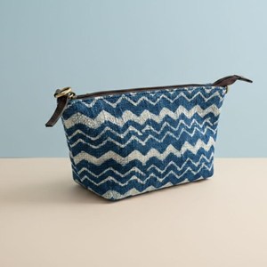 Indigo Cotton Cosmetic Bag Handmade Block Print Makeup Pouch <b>Boho</b> Zipper Travel Organizer Wholesale India - Product Image 2