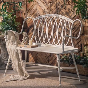 Banco Romántico de Estilo Francés, Retro, de Hierro Fundido, para Jardín, Patio, Silla Doble, Duradera, Blanca, A2880 - Product Image 3