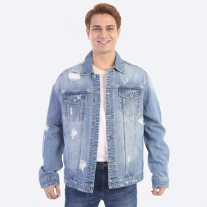 Loose Fit <b>Long</b> Sleeve Denim <b>Jacket</b> Flap Pockets Button Decoration Vintage-Casual Style Washed Technics Autumn <b>jacket</b> for <b>men</b> - Product Image 1