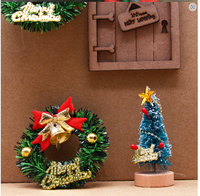 Rumah Boneka 6cm Karangan Bunga Natal Lonceng Mini Lingkaran Miniatur Model Aksesoris Buatan Tangan Tema Kartun Kerajinan Plastik
