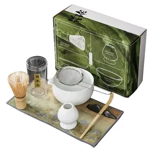 Luxe 7 pièces Logo personnalisé bambou blanc en bois cérémonie Matcha <span class=keywords><strong>thé</strong></span> faisant bol fouet ensemble d'outils <span class=keywords><strong>Kit</strong></span> avec boîte-cadeau - Product Image 1