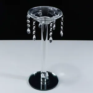 Candelabros de cristal único transparente moderno por atacado castiçais de cristal para casamento