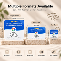 Plaque NFC personnalisée en PETG avec code QR imprimé et support adhésif pour affichage de commentaires sur les comptoirs de service de café