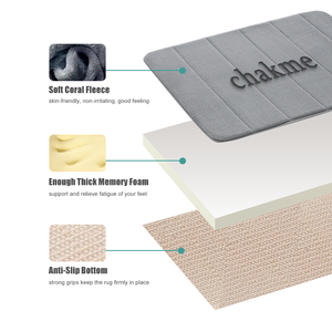 (Chakme), alfombrillas de baño de espuma viscoelástica sólidas de 3 piezas, comercialización, venta de vellones de <span class=keywords><strong>Coral</strong></span> de secado rápido, alfombras lavables de concha, alfombrillas de baño de espuma viscoelástica - Product Image 5