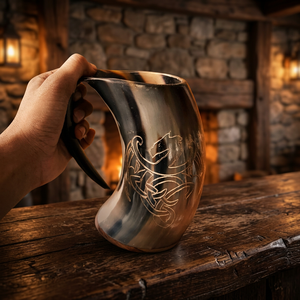 Juego de Jarra de Cerveza y Copa de Champán de Cuerno de Búfalo Vikingo, Hecho a Mano, Moderno, Impermeable, Imitación Antigua, para Fiestas Navideñas, Precio de Fábrica - Product Image 2