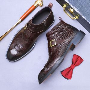 Mocasines de Cuero Genuino de Alta Calidad con Punta Cuadrada para Hombre, Formales de Negocios, Sin Cordones, Brillantes y con Relieve, Zapatos de Moda para Otoño - Product Image 4