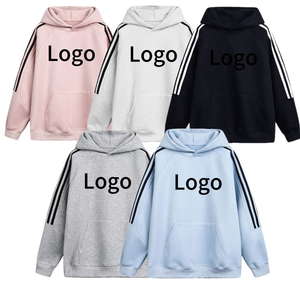 Sudadera con Capucha para Mujer, Color Sólido, Estampado con Logotipo, Informal, para Otoño, Corte Regular, con Bolsillos, Mezcla de Algodón, Tejido de Punto - Product Image 1