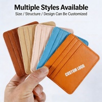Dompet Kartu Bisnis & Kredit Ultra Tipis Kulit PU Anti RFID Tanpa Penutup Khusus Pria Wanita Outdoor