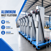 Plateforme élévatrice verticale de 6 m, élévateur hydraulique électrique portable avec vitesse de 5-9 m/min et garde-corps en alliage d'aluminium de 1100 mm