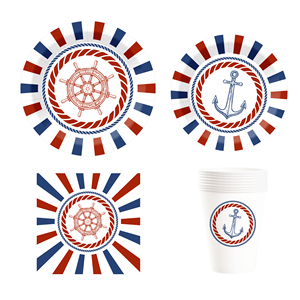 ชุดอุปกรณ์ตกแต่งงานวันเกิดธีมโจรสลัด DAMAI ชุดจานกระดาษและผ้าเช็ดปากลายสมบัติโจรสลัด พร้อมแก้วสำหรับแขก 8 ท่าน - Product Image 3