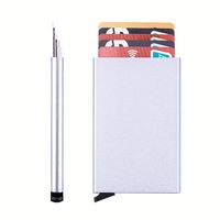 Porte-cartes de crédit minimaliste en aluminium pour homme, best-seller, fin et élégant, avec ouverture automatique, pour poche avant, idéal pour les cadeaux