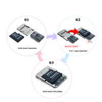 Connecteur de carte Micro SIM + carte TF 2 en 1 à double emplacement empilé verticalement