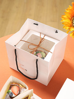Boîte à gâteaux carrée en papier suisse avec rouleau, emballage plat pliable pour pain et gâteau avec poignée pour boulangerie