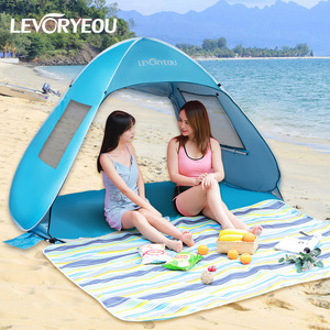 Carpa LevCryeou Pop Up de 200x140cm de apertura rápida, de una sola capa, para playa o exteriores, con puertas y ventanas dobles. - Product Image 3