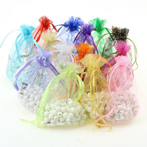 Sacs cadeaux pour bijoux avec cordon de serrage, logo personnalisé, tissu en maille transparente, pour le rangement et la présentation des bijoux - Product Image 6