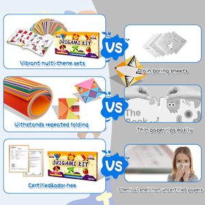 Kit de papier <span class=keywords><strong>origami</strong></span> 6x6 avec 40 motifs colorés pour enfants, avec manuel d'accompagnement, papiers carrés, pliage de papier <span class=keywords><strong>origami</strong></span> - Product Image 6