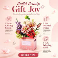 Hamaileon Großhandel 3D Holzpuzzle Blumenstrauß-Box-Set DIY Gemischte Blumen Entspannendes Puzzle-Bausatz Holz 3D Geschenkset Heimdekoration