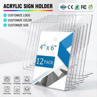 Lot de 12 supports de signalisation en acrylique transparent 4 x 6 pouces, présentoirs de prospectus, cadres pour affiches, adaptés aux bureaux, entreprises et magasins
