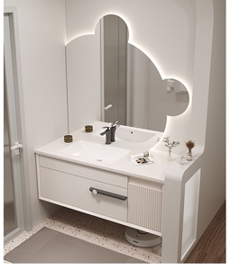Wall-mounted Floating Floor in the Bathroom, Dressing Table, Cabinet, <strong>Panel</strong>, Mirror and Sink - Product Image 5