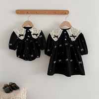 Robe d'automne à manches longues en coton brodée et imprimée de style coréen pour filles, bébés et sœurs
