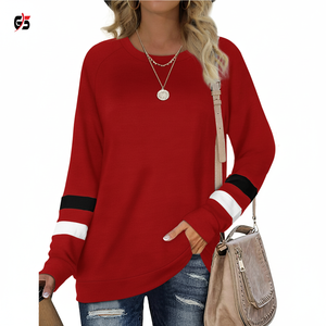 Sweat-shirt blanc à col rond manches longues pour femmes, vêtements OEM, en coton épais et épais, au style décontracté, à la mode, Logo personnalisé imprimé, - Product Image 1