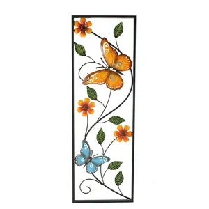 Groothandel Metalen Vlinder En Bloem Decor Interieur Muur Opknoping Decor Metal Wall Art