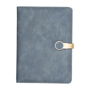Carnet de notes en cuir texturé gris Aurelux avec fermeture à anneau doré gravé au laser pour la planification quotidienne professionnelle et les tâches de bureau - Product Image 1