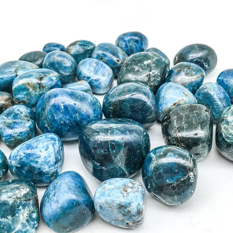 Wholesale Natural apatite tumbles crystal gemstone polished blue apatite healing crystal stone for home decoration