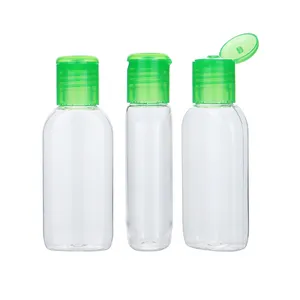 50Ml Doorzichtige Plastic Ovale Platte Knijpfles Met Klapschijf Dop Voor Handdesinfecterend Shampoo Lotion Huidverzorgingsverpakking