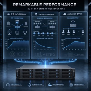 Synologys RackStation RS1221RP+ 8 תאי אחסון NAS עם מעבד AMD Ryzen V1500B, זיכרון 32GB DDR4 ECC, 4x GbE, מוכן ל-10GbE, ספק כוח רזרבי, NAS בגודל 2U - Product Image 2