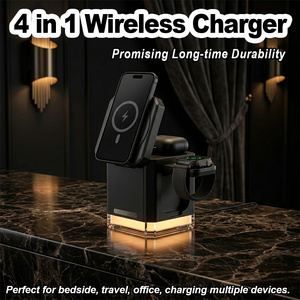 <span class=keywords><strong>Veilleuse</strong></span> avec chargeur sans fil magnétique 3 en 1, station de charge rapide 15W, support pliable avec lampe LED et support pour téléphone - Product Image 1