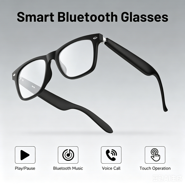 Modern UV Protection Transparent Lenses All Black Hands Free Calling Connectivity Smart Glasses
