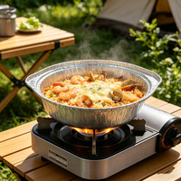 Boîte alimentaire jetable en aluminium de 3100 ml, grande et ronde, pour plats à emporter, barbecue, camping en extérieur, épaissie