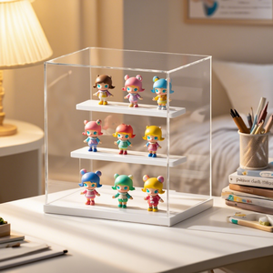 Acrylic hiển thị trong suốt Trường hợp với bậc thang đứng và cơ sở màu trắng cho hộp mù hình bộ sưu tập giới thiệu - Product Image 1