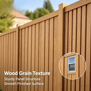 <span class=keywords><strong>Panneaux</strong></span> de clôture tubulaires 3D 5mm 1.5x2.5 et portes extérieures en WPC de 3m de long, couleur noyer, pour jardin, cour arrière et enclos pour chien - Product Image 1