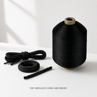 Fil de polyester 75D/2 100% imitation nylon noir pour tissage, tressage, couture, haute ténacité, respectueux de l'environnement