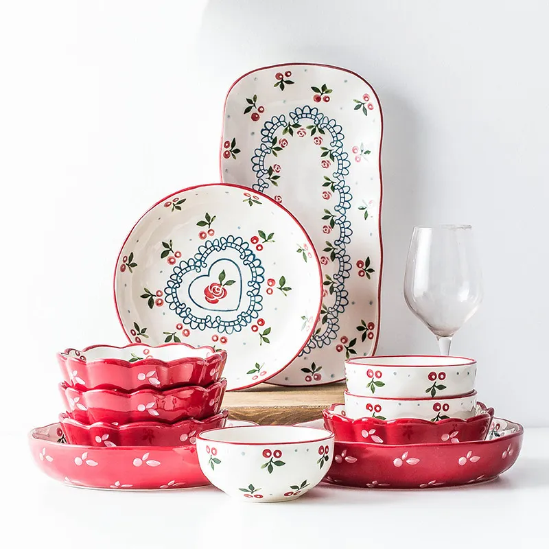 white dishwasher safe custom flora design full glazing porcelain dinner set cute ceramic dinner set for asian