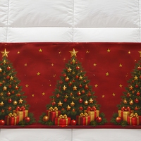Chemin de lit de Noël, tapis de table, style dessin animé, tissu RPET, dos antidérapant en caoutchouc, impression intégrale, logo personnalisé, 200x240mm