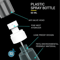Flacon pulvérisateur à fine brume de 60 ml pour l'hydratation du visage avec une ultra micro-buse, atomiseur en plastique rechargeable, anti-fuite pour les soins de la peau