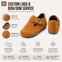 Chaussures décontractées pour femmes en cuir suédé véritable, boucle réglable, confortables, logo personnalisé, chaussures OEM ODM