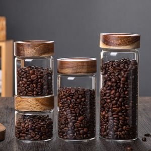 Juego de tarros de almacenamiento de vidrio a precio de fábrica con tapa de bambú, contenedor de comida de vidrio transparente para Cocina - Product Image 4