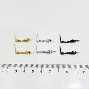 Accessoires en argent S925 pour la création de bijoux, plateau vide avec perles rondes de 8 à 13 mm et crochet d'oreille, design simple, boucles d'oreilles 21643 - Product Image 4