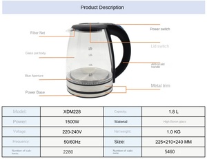 1.8L กาต้มน้ำไฟฟ้าแบตเตอรี่ไร้สายรีโมทคอนโทรล1500วัตต์สแตนเลสป้องกันการเดือด-แห้งสำหรับใช้ในครัวเรือน - Product Image 2