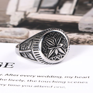 Men's <b>Titanium</b> Steel <b>Ring</b> Cross Pattern Ice Flower Design Fashion Jewelry Gift SA1048 - Product Image 4
