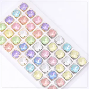 Wholesale Factory Aurora Mocha Color Fat Square Sew On Crystal Rhinestone For Jewelry Making