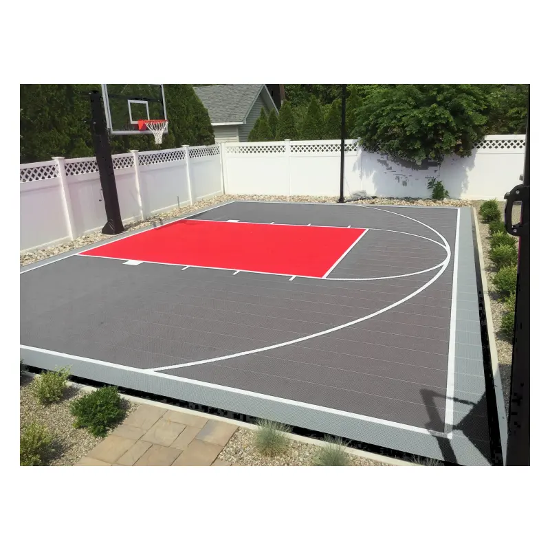 Demi-terrain de basket-ball approuvé FIBA, plancher de terrain de jeu extérieur pour cour de basket-ball, 20x20 pieds