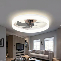Ventilateur de plafond intelligent LED moderne de 19,7 pouces avec lumière, 6 vitesses de ventilation, moteur DC, télécommande et prise intégrée