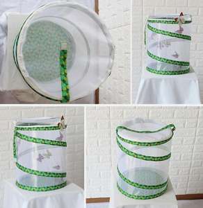 Farfalla bruco da riproduzione portatile in filo di acciaio struttura in solido modello animale chiusura a cerniera porta insetti gabbia pieghevole - Product Image 5