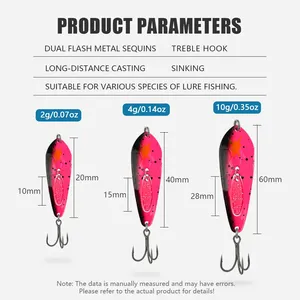 Lot de 5 leurres métalliques imprimés en forme de cuillère 2g/4g/10g, leurres de pêche à la spinnerblade pour eau salée/eau douce, saumon, bar, poisson-chat, tilapia - Product Image 2