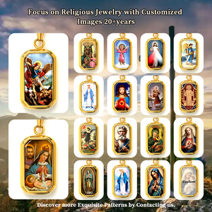 Mặt dây chuyền hình bát giác chữ nhật Thánh Anthony khắc logo tùy chỉnh, mặt sau khắc chữ, dành cho Thánh bảo trợ đồ vật bị mất & phép lạ - Product Image 5